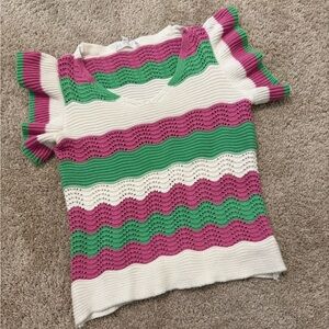 THML Multicolor Knit Top with Ruffle Detail, XS